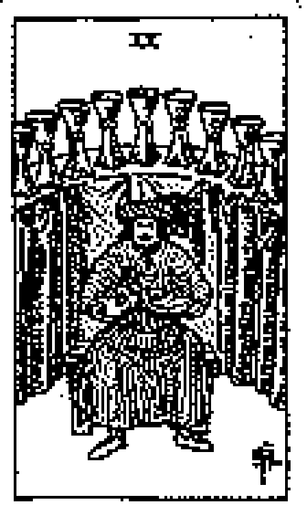 Nine of Cups, dithered for e-paper